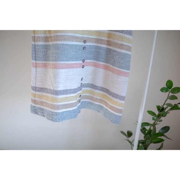 Madewell Texture & Thread Dress Cap Sleeve Button Front Striped Comfy SZ Medium - Picture 7 of 11